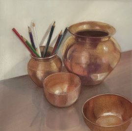 Anu Vedagiri - Copper Hues And Pencil Views - 10 x 10