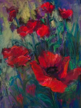 Nanci Cook - Climbing Poppies - 12 x 9
