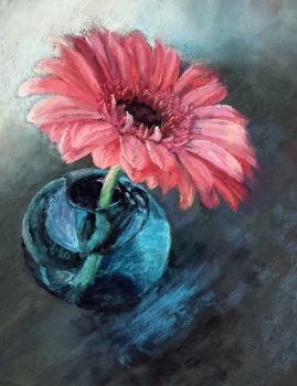 Michele Carlino-Tamane - One Flower in a Blue Vase - 7 x 9
