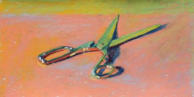 SibleyGail-Scissors6-GreenOnPink-5.5X10